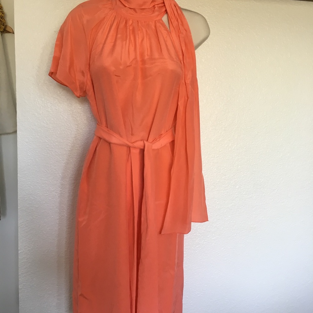 ZAPA One Shoulder Dress/ Peach Sherbet/ 100% Silk